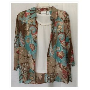 Gauze button up with shell